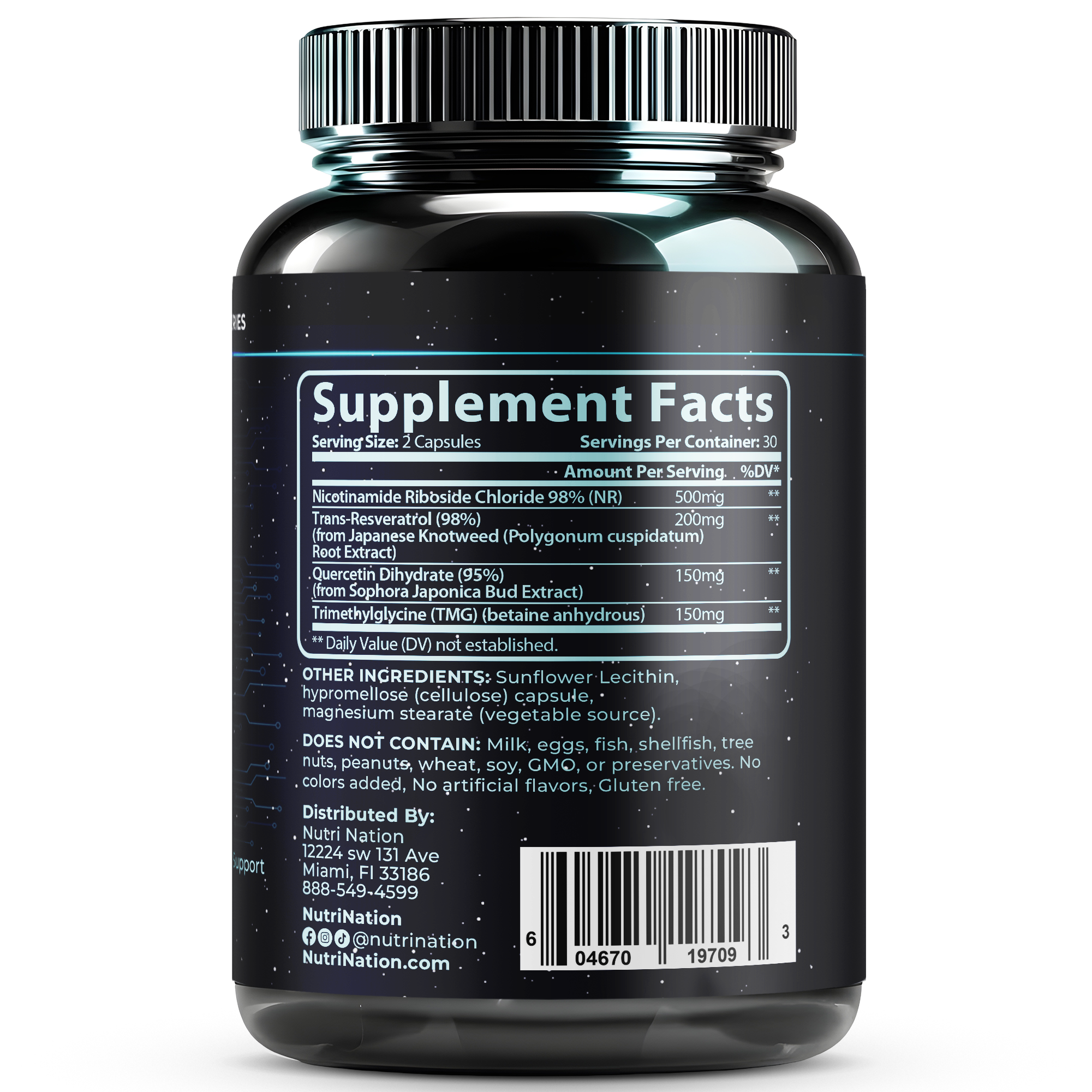 NAD Supplement NR with Resveratrol, Quercetin and TMG 60 Capsules