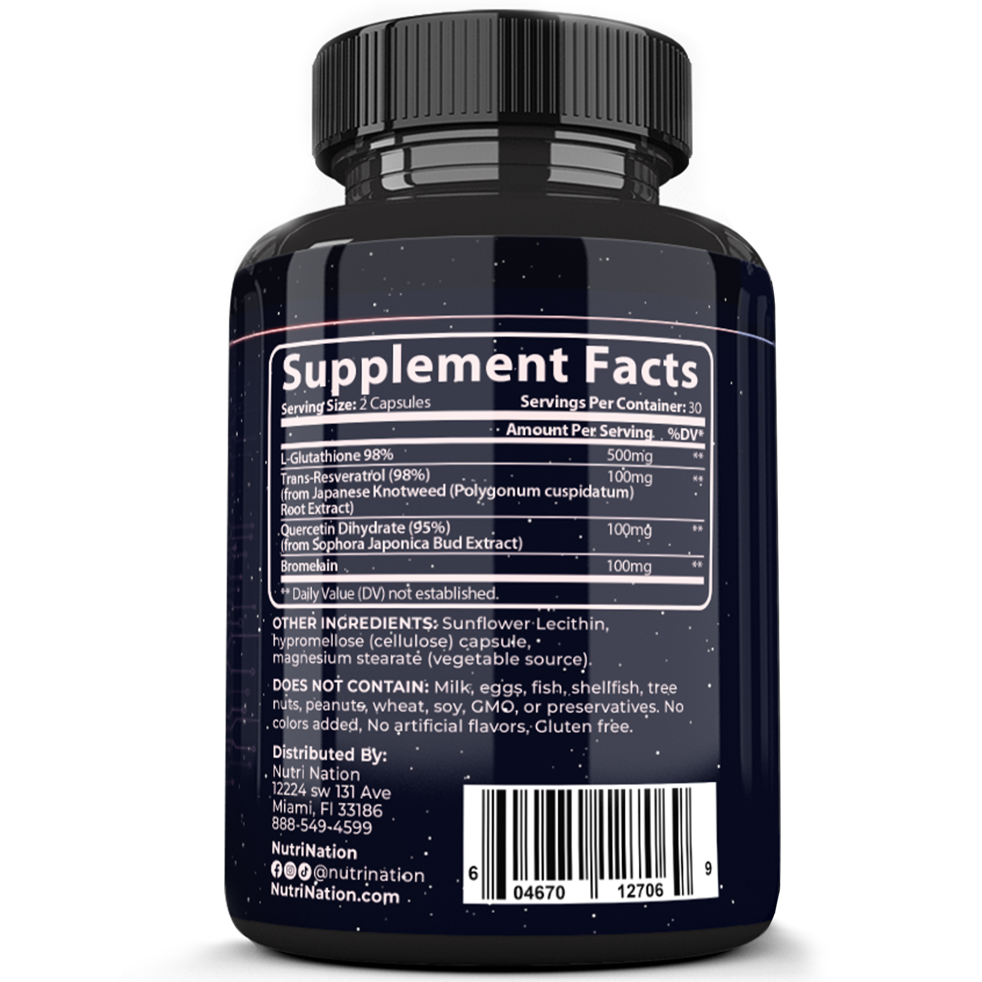Liposomal Glutathione Supplement with Resveratrol, Quercetin and Bromelain 60 Capsules