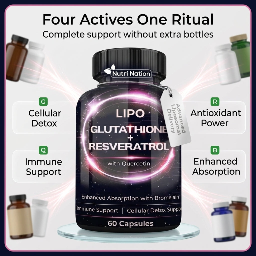 Liposomal Glutathione Supplement with Resveratrol, Quercetin and Bromelain 60 Capsules