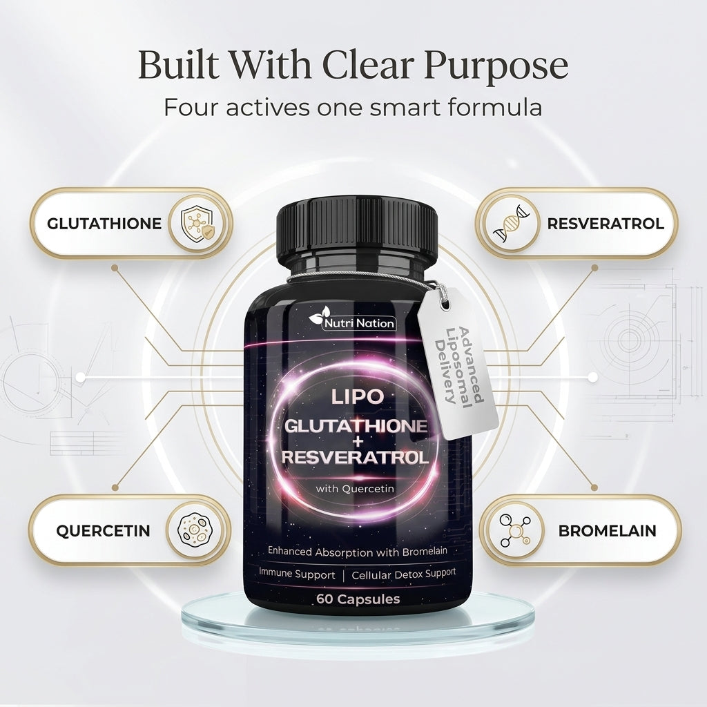 Liposomal Glutathione Supplement with Resveratrol, Quercetin and Bromelain 60 Capsules