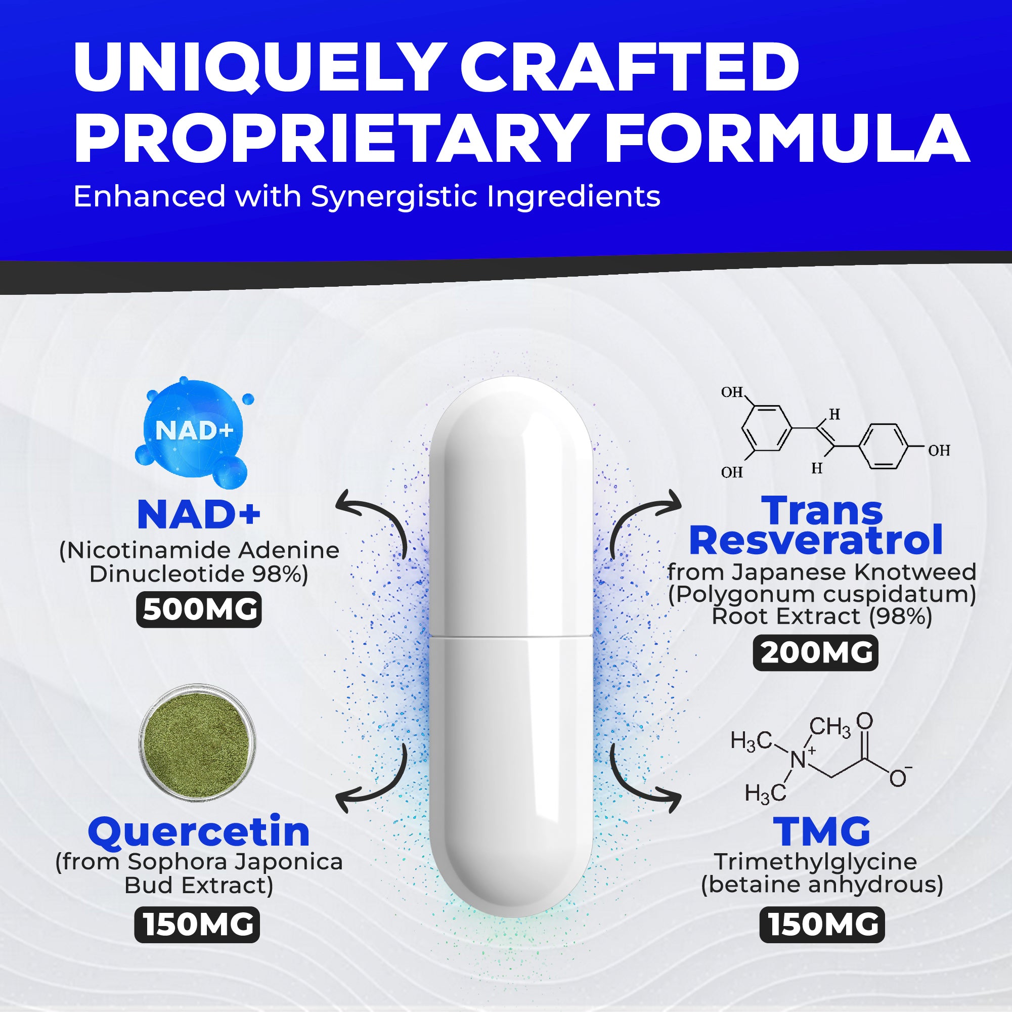 Liposomal NAD Supplement with Resveratrol, Quercetin and TMG, 60 Capsules