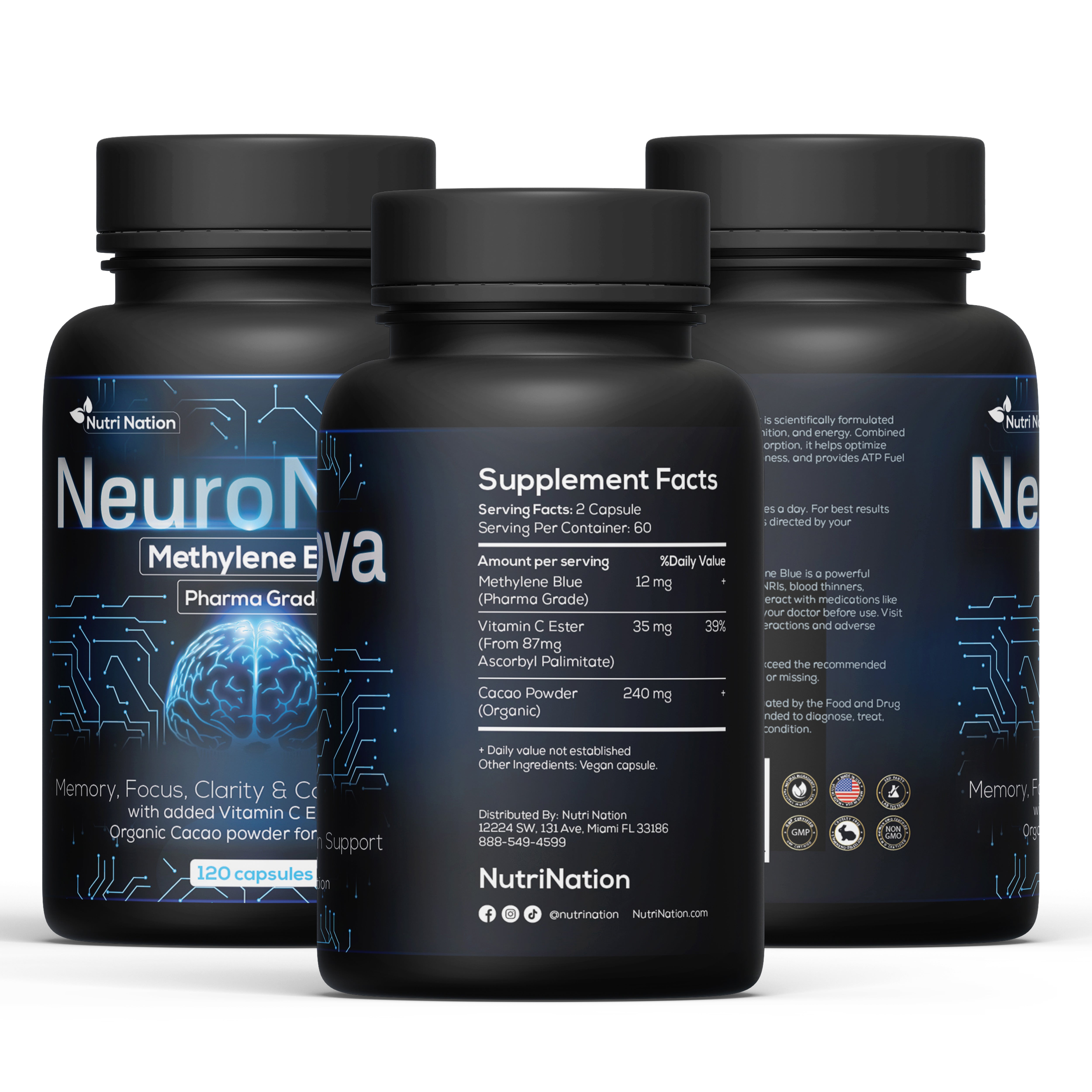 Methylene Blue USP Pharmaceutical Grade Capsules for Cognitive Support ...