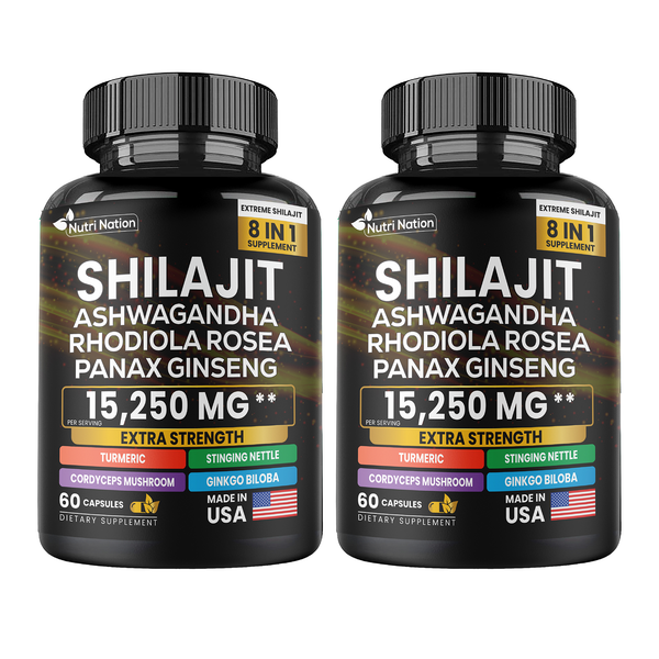 Shilajit Ashwagandha Rhodiola Rosea Panax Ginseng 15,220mg 8 in 1 (60 capsules)