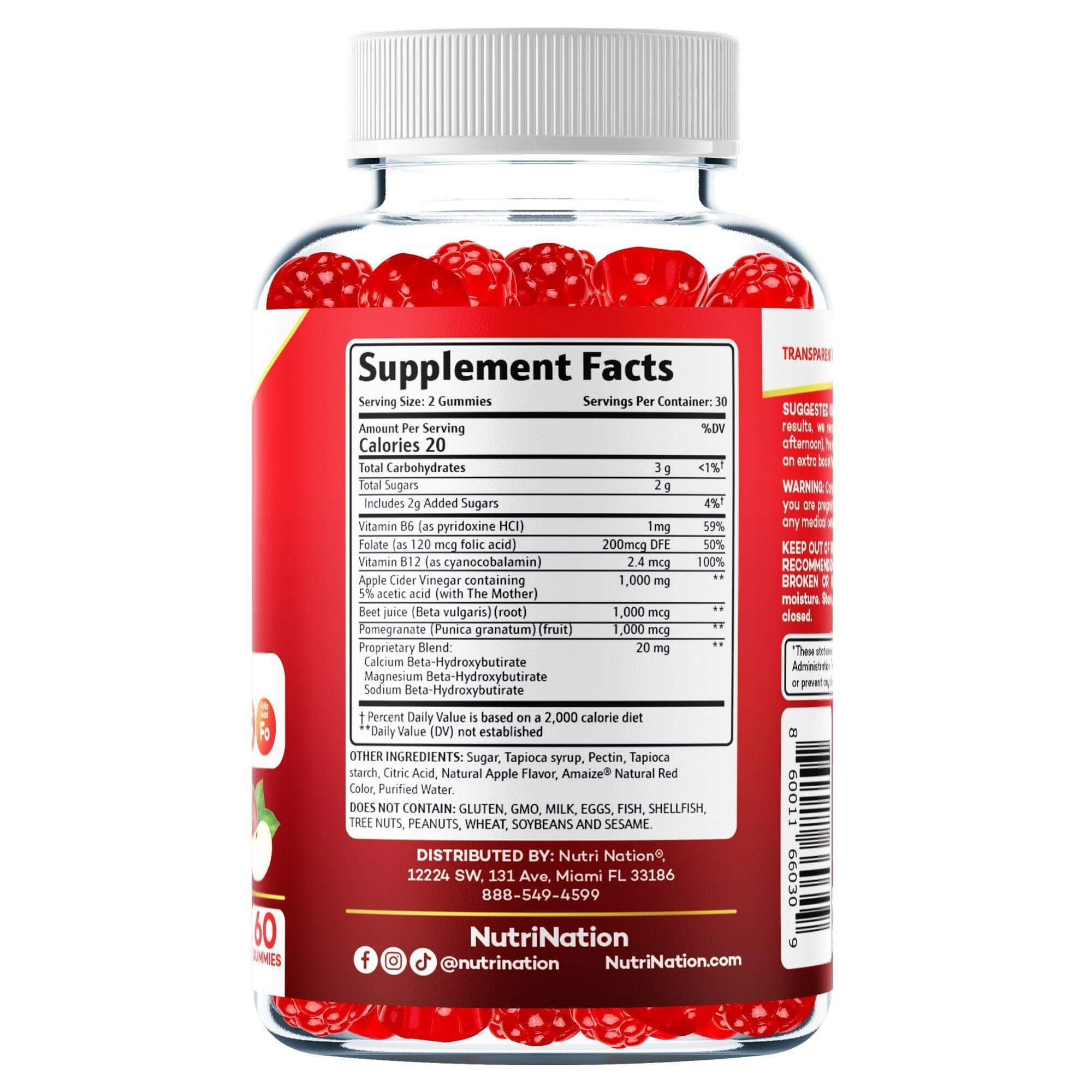 keto acv gummies supplement facts on bottle