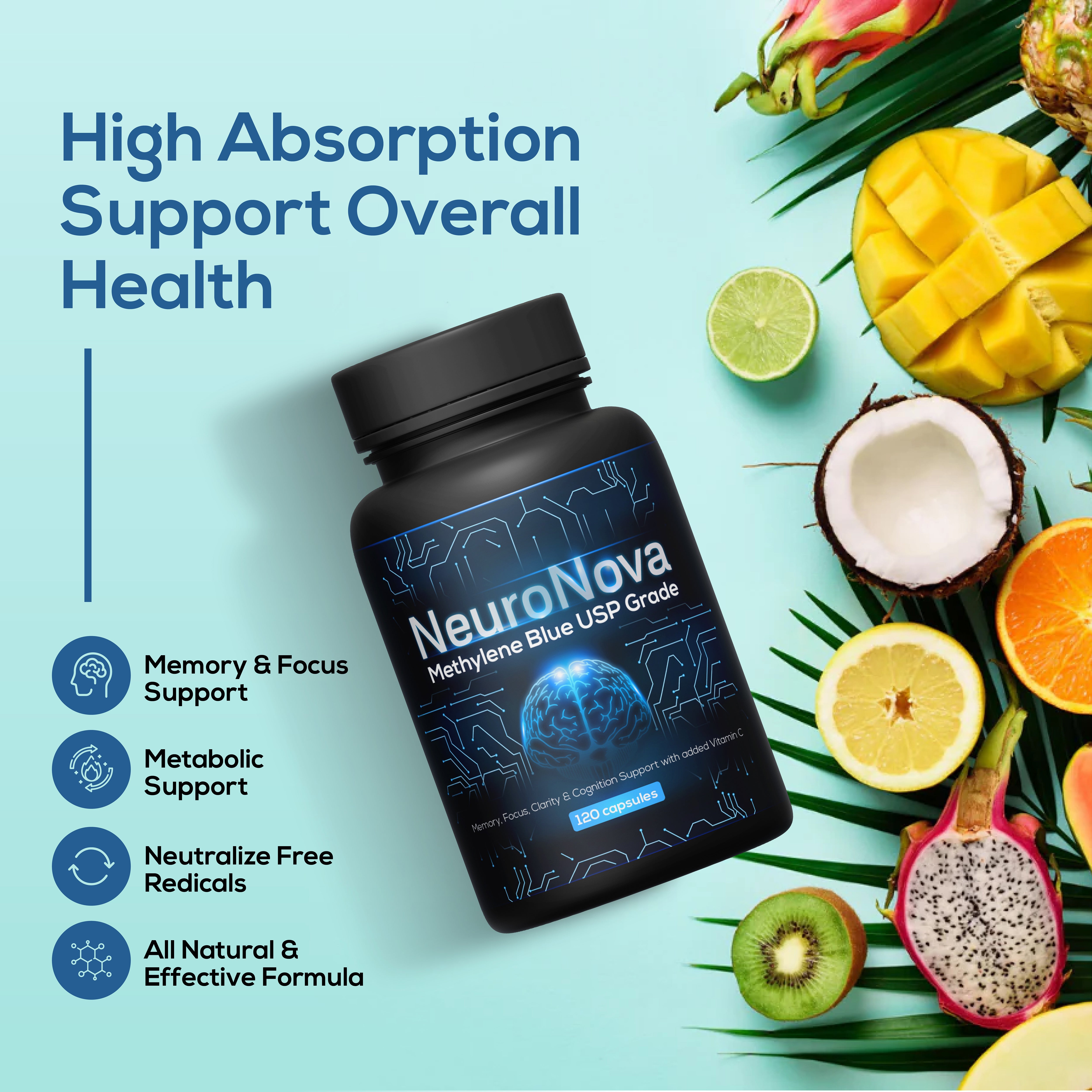 Methylene Blue USP Pharmaceutical Grade Capsules for Cognitive Support ...