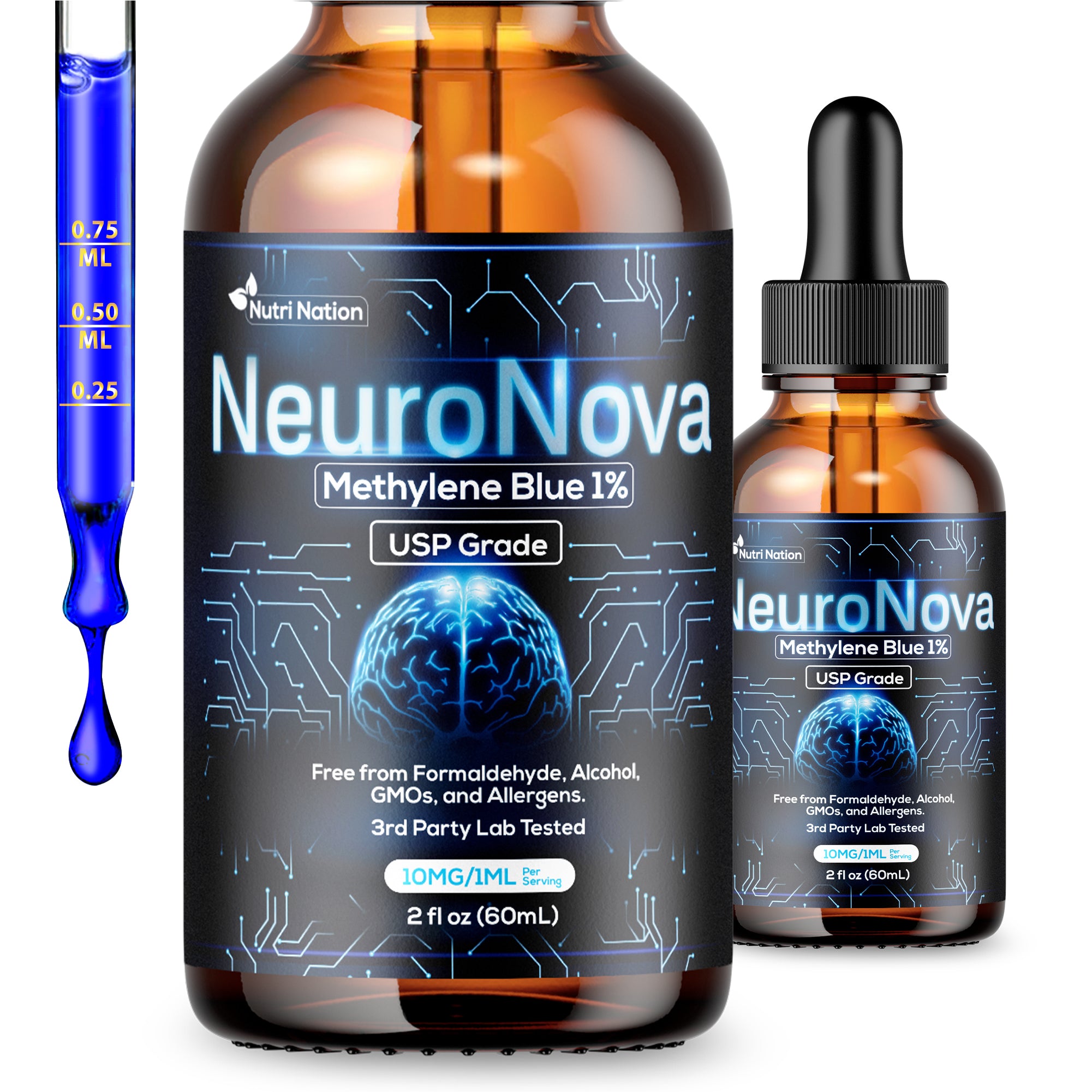 Methylene Blue Drops USP Grade 99.99% 60ML for Brain and Cognitive Health