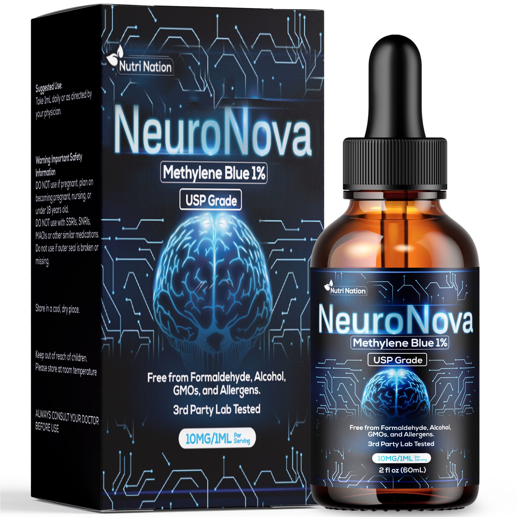 Methylene Blue Drops USP Grade 99.99% 60ML for Brain and Cognitive Health
