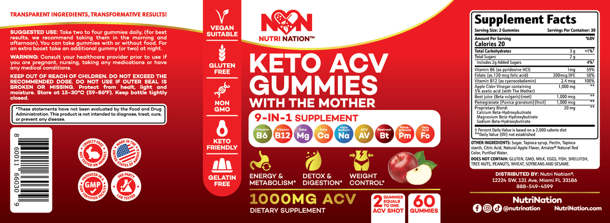 Keto ACV Gummy label - Nutri Nation
